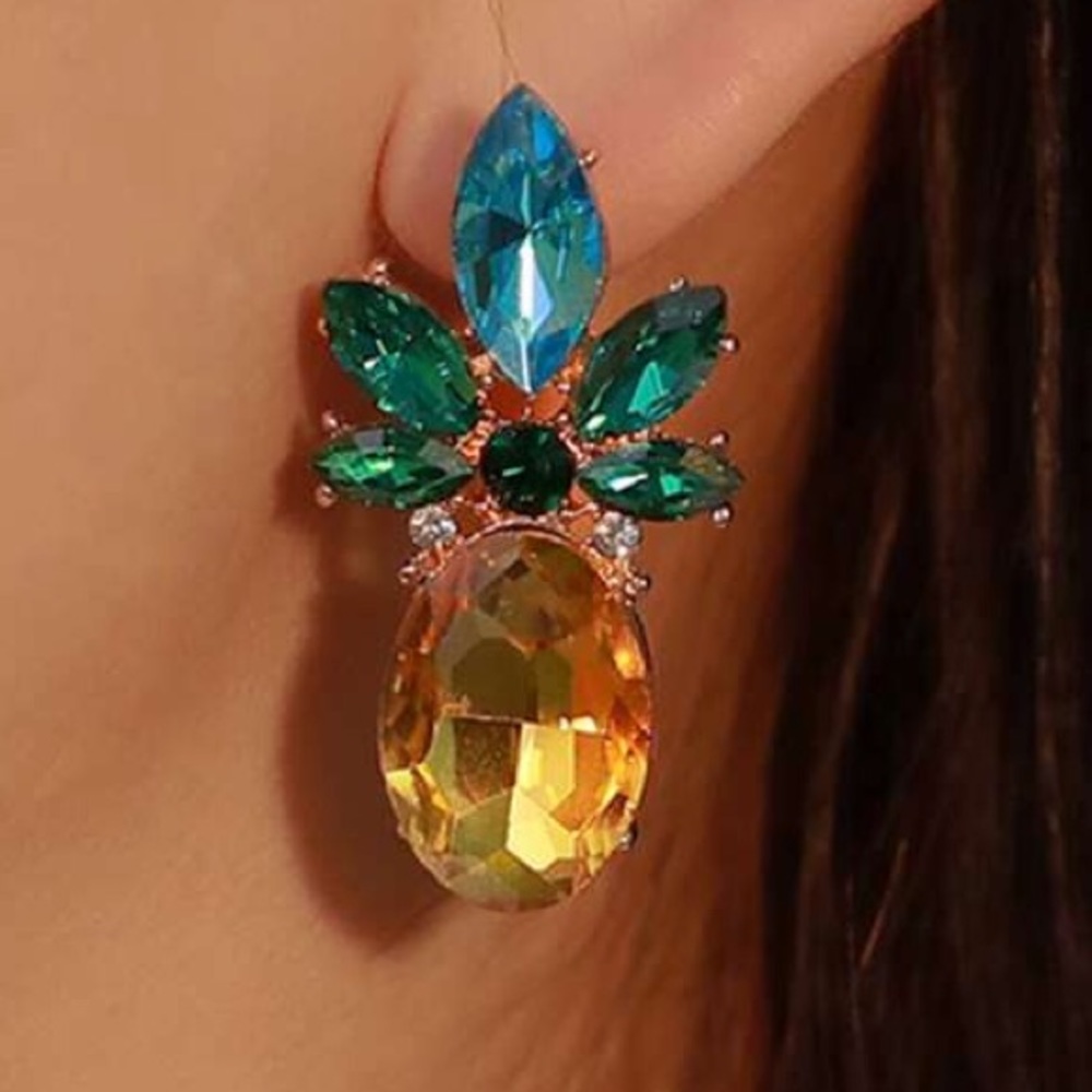 Sparkly Pineapple Earrings - Picture 6 of 7